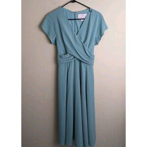 Gal Meets Glam size 8 seraphina crossover top a-line mint green midi dress